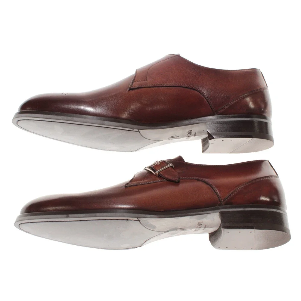 Pastori NWB Single Monk Strap Dress Shoes Size 11.5 US in Brown Leather